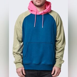 Vibrant Colorblock Hoodie in Pink, Blue, and Green